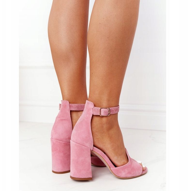 PV3 Sandali In Velour Con Tacco Rosa Visconi 4361537 2