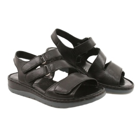 Caprice Comodi Sandali In Pelle Con Velcro 28152-26 nero 4