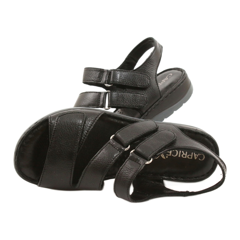 Caprice Comodi Sandali In Pelle Con Velcro 28152-26 nero 3