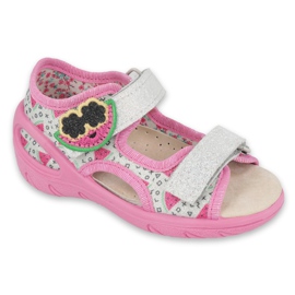 Sandali Befado scarpe per bambini 065P148 rosa d'argento grigio 1