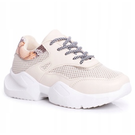 PS1 Scarpe Sportive Donna Pelle di Serpente Beige Giselle marrone d'oro 5
