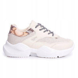 PS1 Scarpe Sportive Donna Pelle di Serpente Beige Giselle marrone d'oro 4