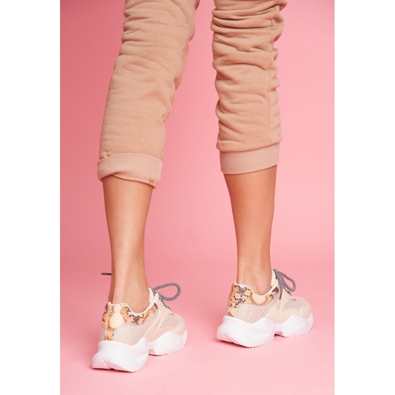 PS1 Scarpe Sportive Donna Pelle di Serpente Beige Giselle marrone d'oro 3