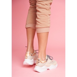 PS1 Scarpe Sportive Donna Pelle di Serpente Beige Giselle marrone d'oro 2