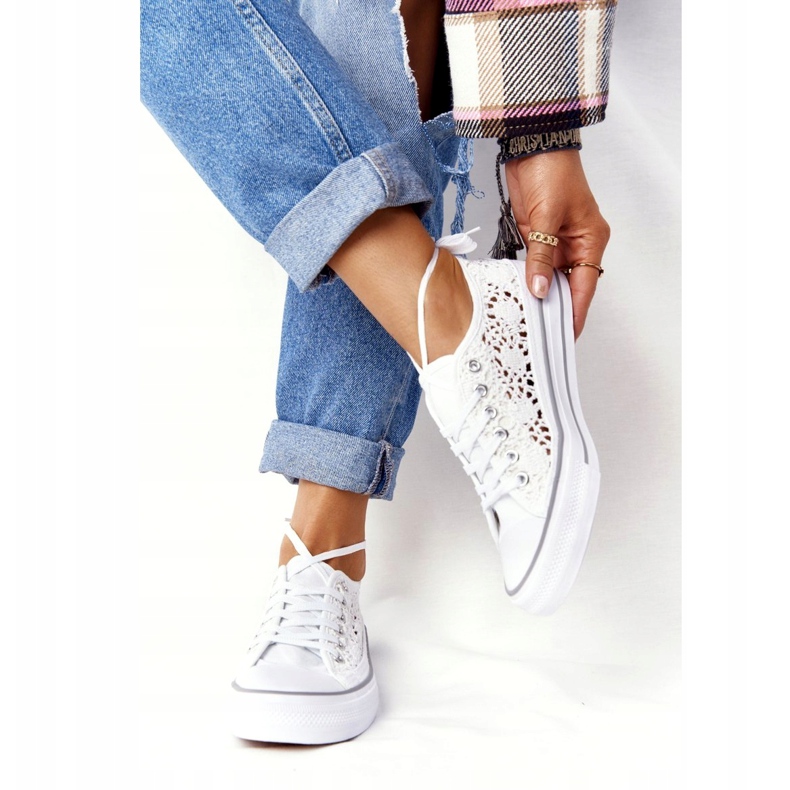FB2 Sneakers Candice in pizzo bianco da donna bianca 2