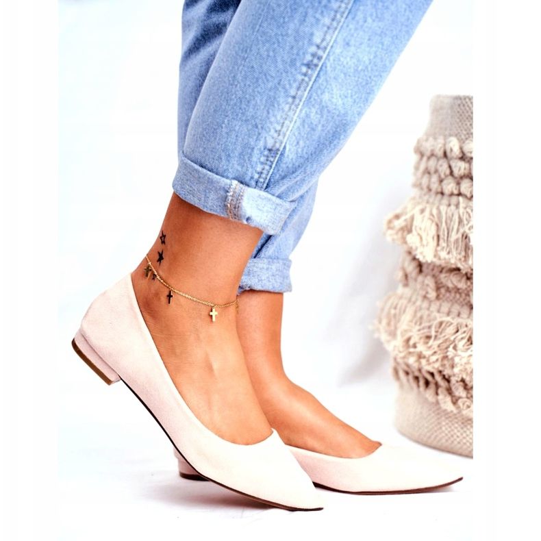 Evento Ballerine Da Donna In Pelle Scamosciata Spitz Beige Westley 3