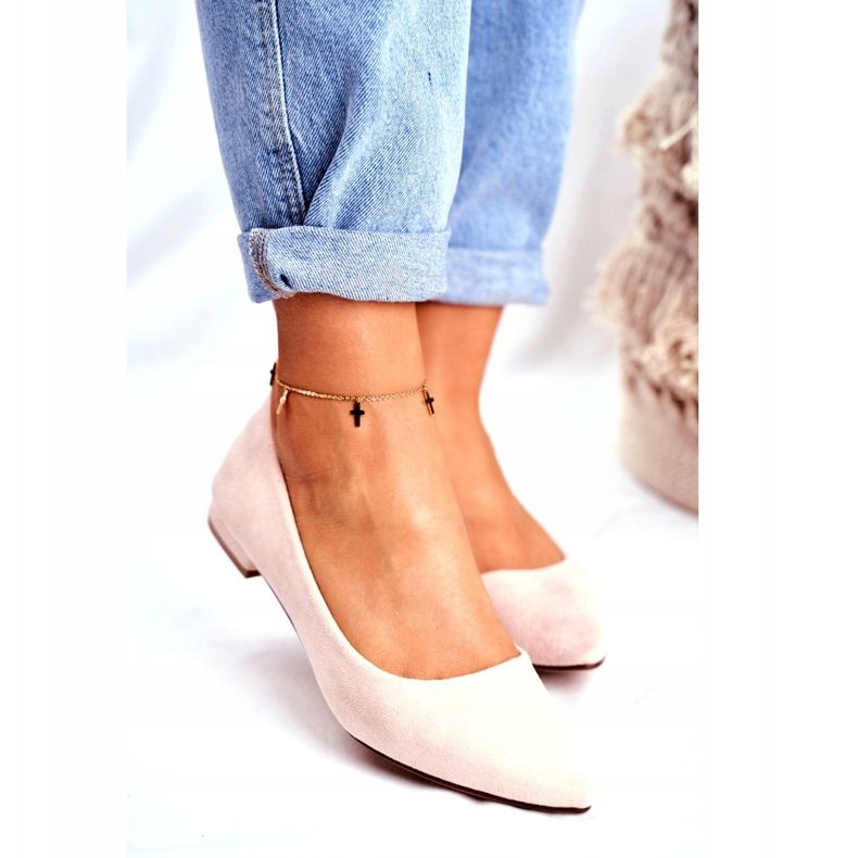 Evento Ballerine Da Donna In Pelle Scamosciata Spitz Beige Westley 2
