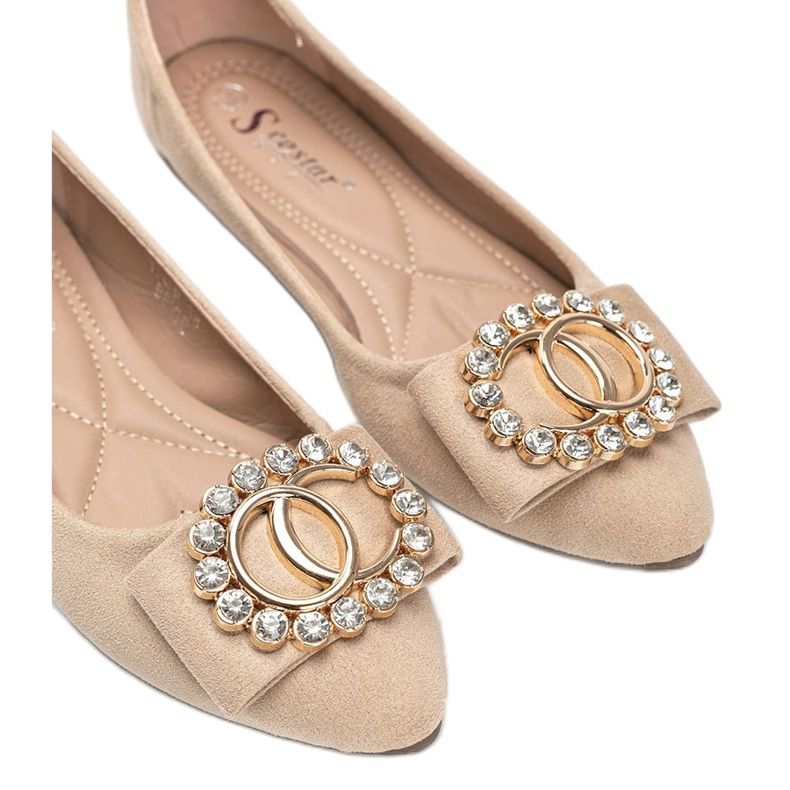 Ballerine rosse con fibbia Ciara beige 1