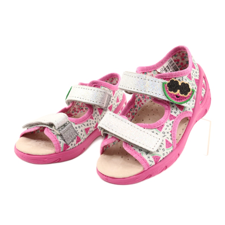 Sandali Befado scarpe per bambini 065P148 rosa d'argento grigio 2