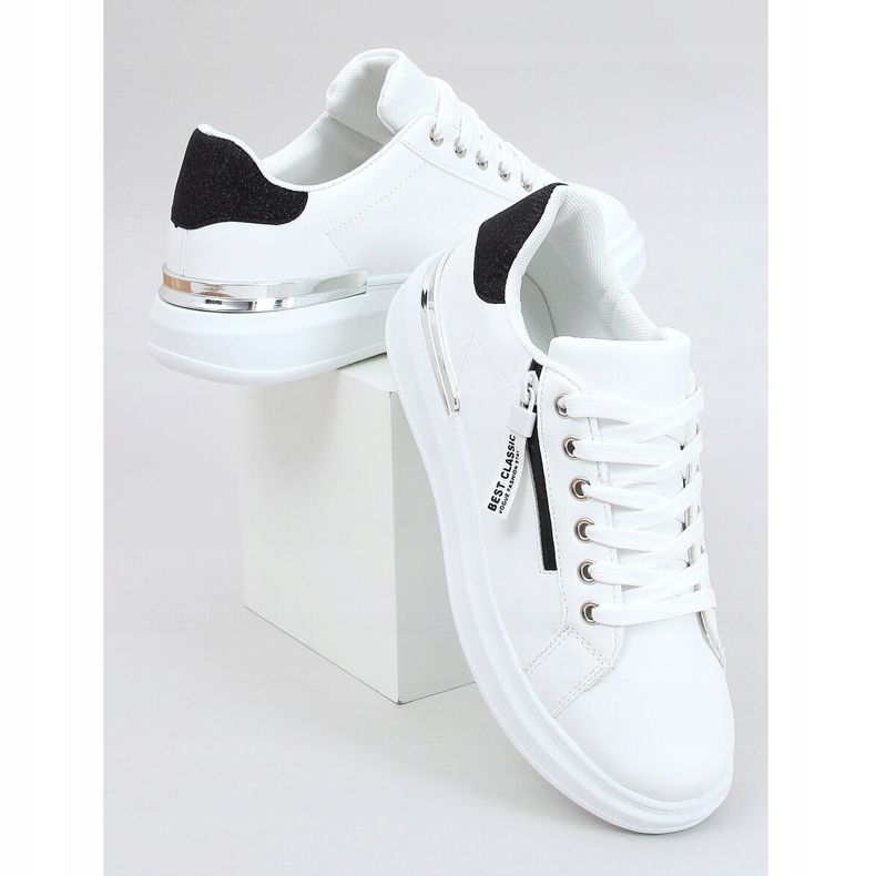 Sneakers da donna bianche F006 WHITE / BLACK bianca nero 1