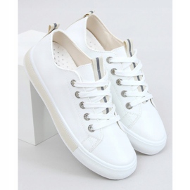 Sneakers da donna bianche e beige A88-87 Beige bianco 1