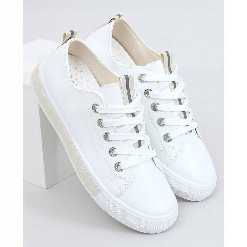 Sneakers da donna bianche e beige A88-87 Beige bianca 1