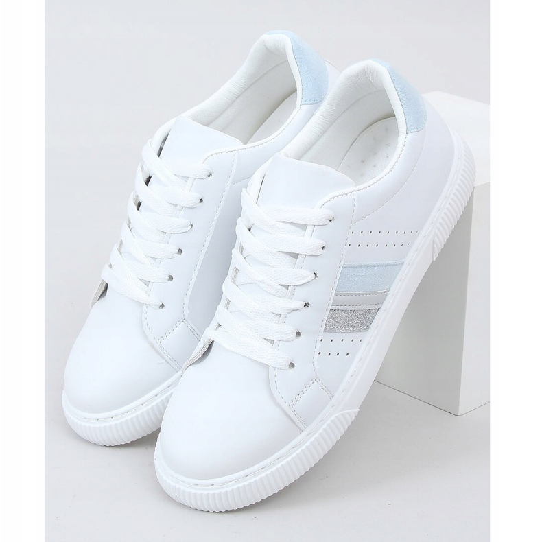 Sneakers da donna bianche 6111 Blu bianco 1