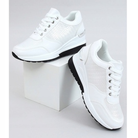 Bianco MY-2717 Scarpe sportive bianche con zeppa nascosta 1