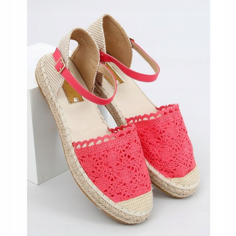 Espadrillas in pizzo lampone LX201 Rosso rosa 1