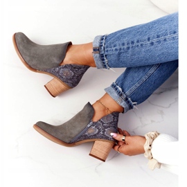 Stivali da donna in pelle con tacco Maciejka grigio GAD 04492 argento 1