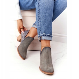 Stivali da donna in pelle con tacco Maciejka grigio GAD 04492 argento 3