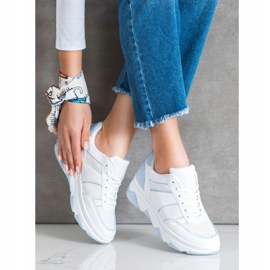 SHELOVET Scarpe sportive casual bianca blu 2