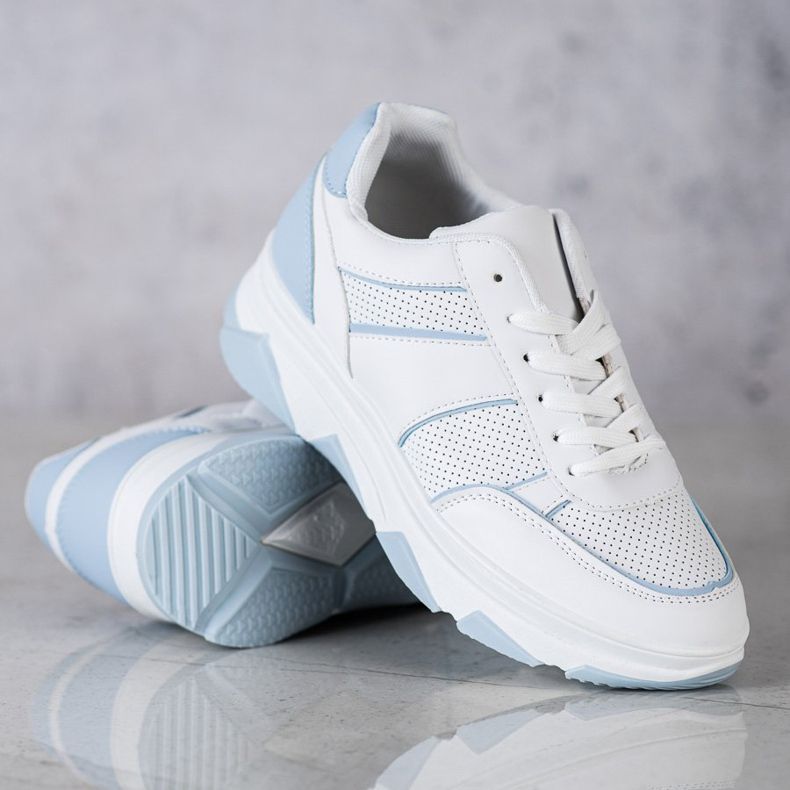 SHELOVET Scarpe sportive casual bianca blu 1