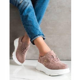 Filippo Sneakers in pelle sulla piattaforma marrone rosa 1