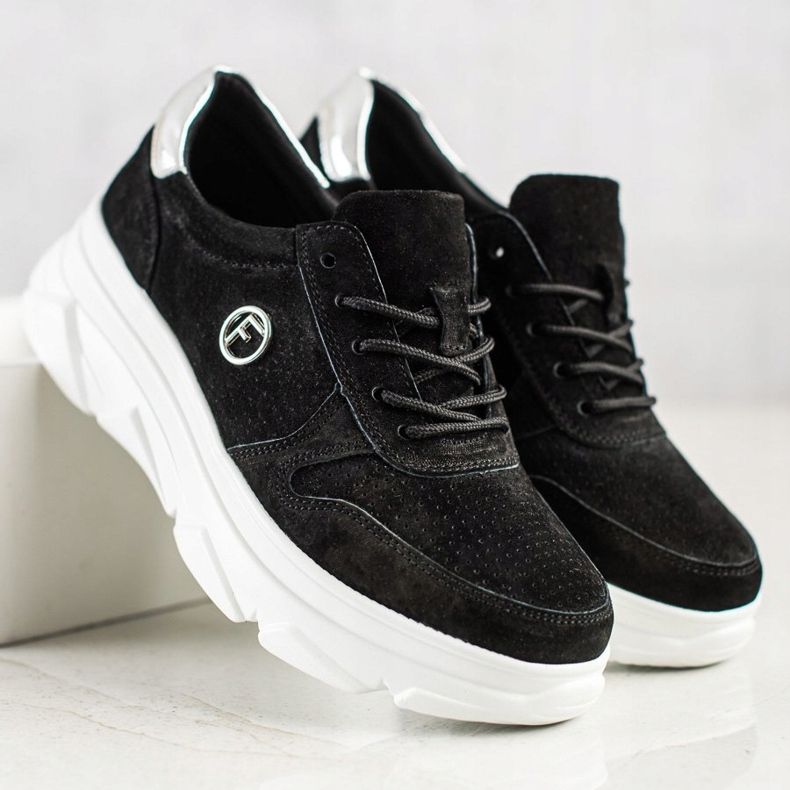 Filippo Sneakers in pelle sulla piattaforma nero 1