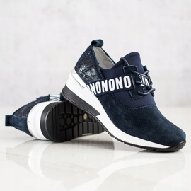 Filippo Sneakers con zeppa in pelle blu navy 1