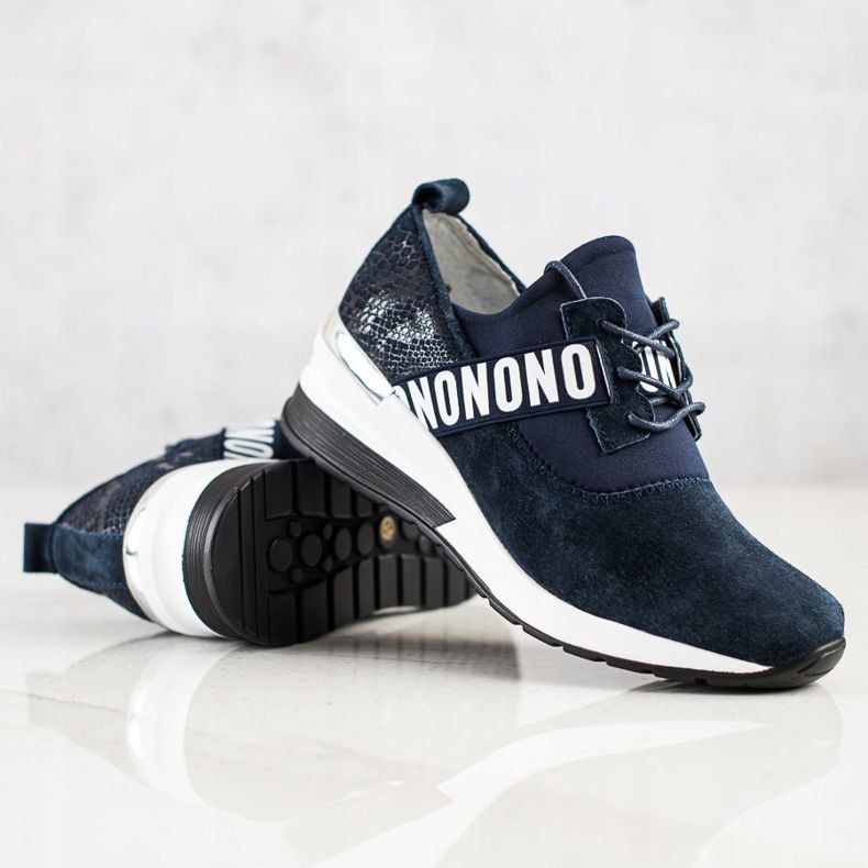 Filippo Sneakers con zeppa in pelle blu navy 1