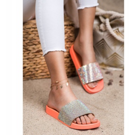 Seastar Pantofole Con Cristalli arancia d'argento 1