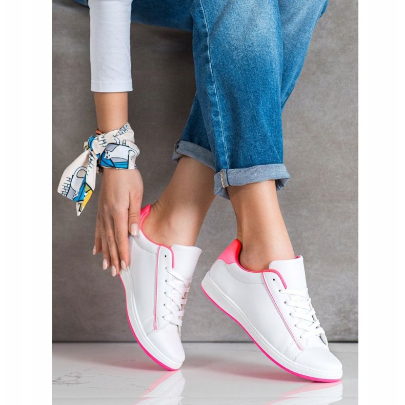 SHELOVET Sneakers Basse Con Ecopelle bianco rosa 1
