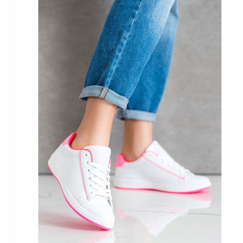 SHELOVET Sneakers Basse Con Ecopelle bianco rosa 2