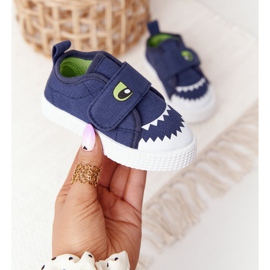Sneakers Per Bambini Con Velcro Con Uno Squalo Blu Navy 1