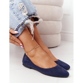 Ballerine in camoscio Sergio Leone BL622 Blu navy 1