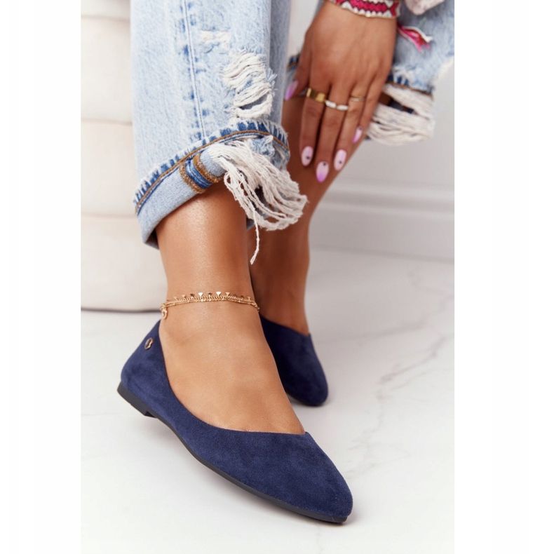 Ballerine in camoscio Sergio Leone BL622 Blu navy 2