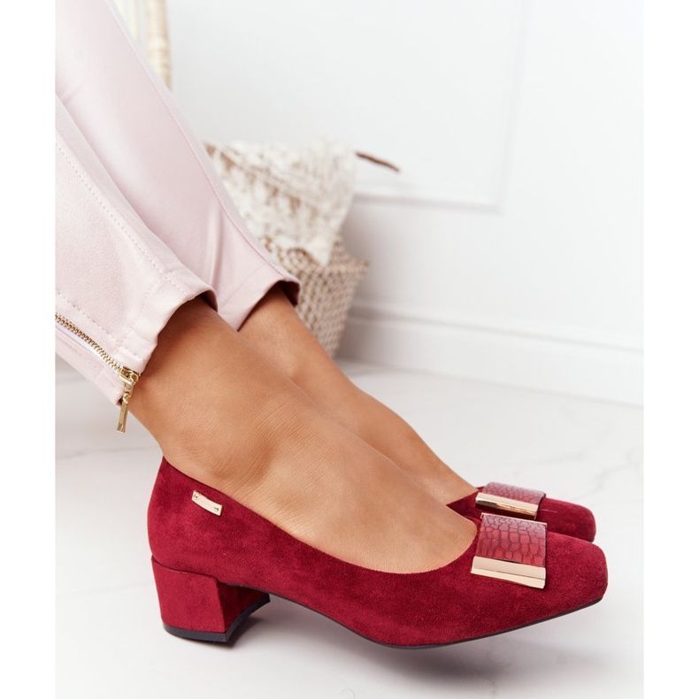 Décolleté in camoscio con tacco Sergio Leone PB142 Borgogna rosso multicolore 2