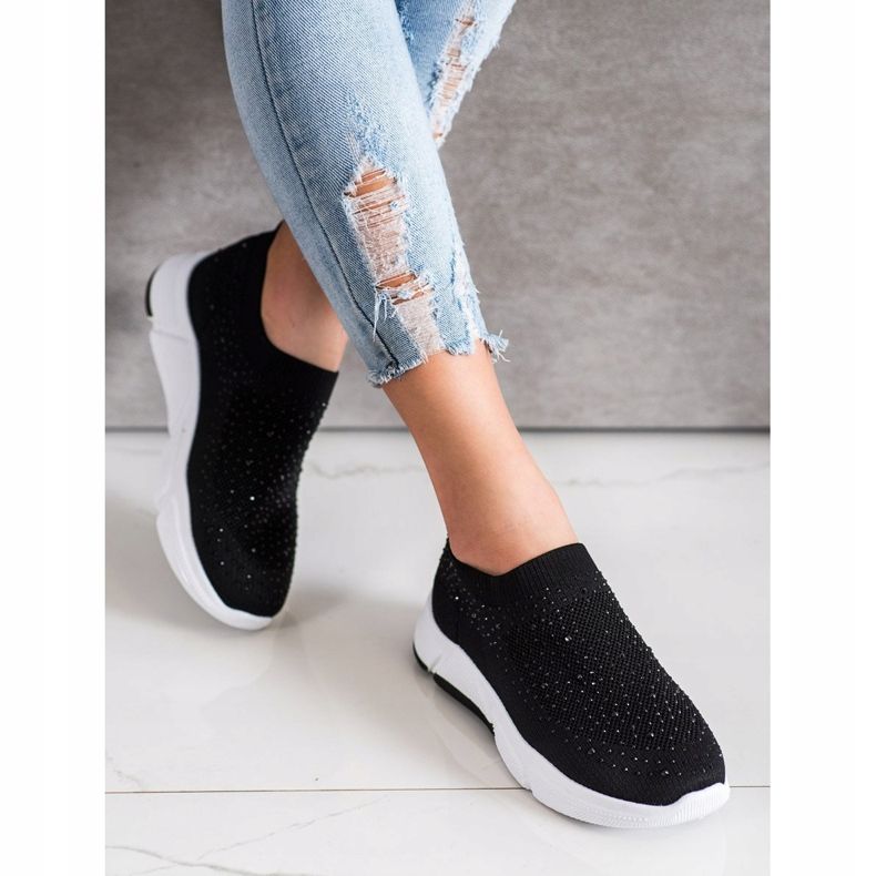 Bella Paris Sneakers Slip-on Con Cristalli nero 1