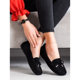 SHELOVET Comodi mocassini in camoscio nero 1