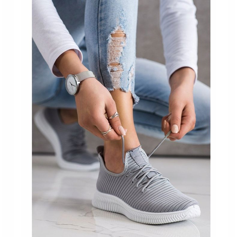 SHELOVET Comode scarpe da ginnastica slip-on grigio 2