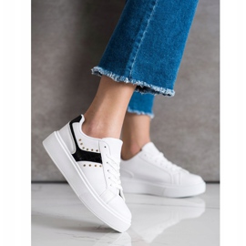 SHELOVET Sneakers casual in ecopelle bianco nero 1