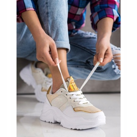 Weide Sneakers in ecopelle con stampa serpente bianco d'oro 2