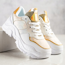 Weide Sneakers in ecopelle con stampa serpente bianco d'oro 1