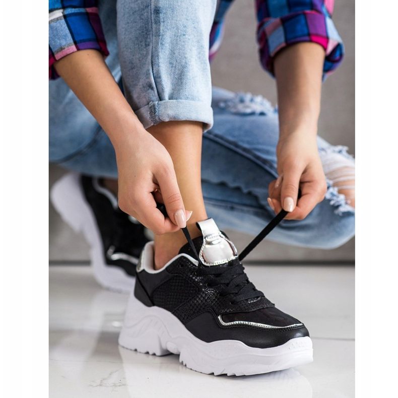 Weide Sneakers in ecopelle con stampa serpente nero 1