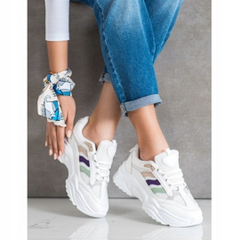 SHELOVET Sneakers Con Righe Colorate bianco 2