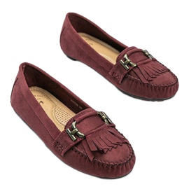 Mocassini bordeaux in ecopelle scamosciata di Maia rosso 1
