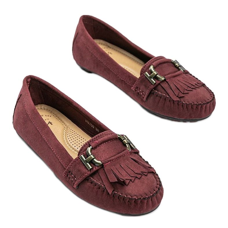 Mocassini bordeaux in ecopelle scamosciata di Maia rosso 1