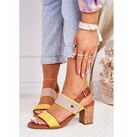 Jezzi Sandali femminili sul Cork Post Yellow 20SD35-1826 beige 1