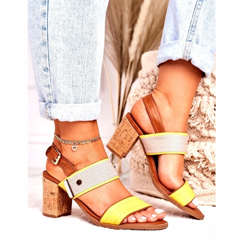 Jezzi Sandali femminili sul Cork Post Yellow 20SD35-1826 beige 2