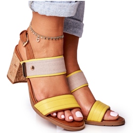 Jezzi Sandali femminili sul Cork Post Yellow 20SD35-1826 beige 4