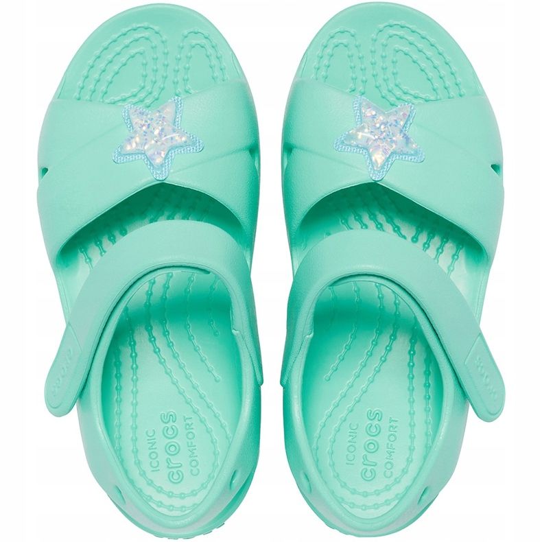 Sandali per bambini Crocs Classic Cross Strap Charm menta 206947 3U3 verde 1