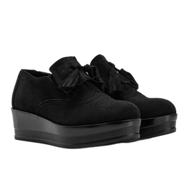 Scarpe brogue in camoscio nero sulla zeppa Makenzie 1