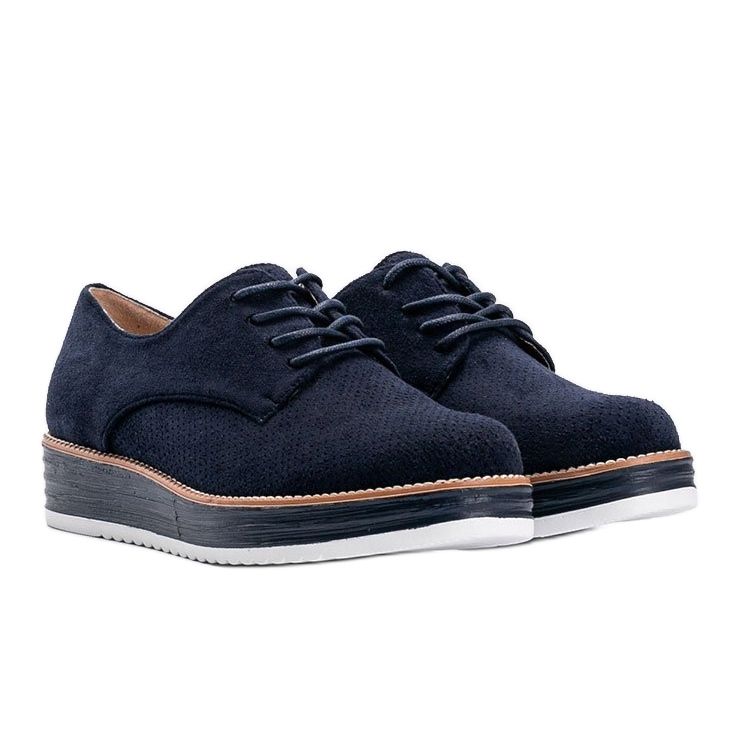 Scarpe scamosciate blu navy con suola alta Elyssa 1